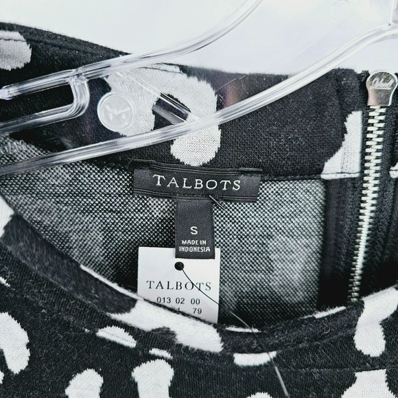 Talbots Jacquard Ombre Leopard Print Sweater Top S Black White Knit Zip Back New - Picture 2 of 13